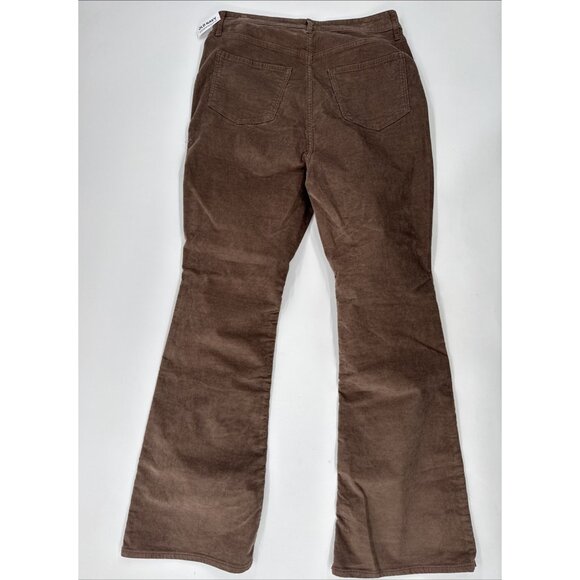 Old Navy Corduroy Pants Womens 14 Brown Flare Higher High Rise Disco Stretch NEW - Picture 3 of 11